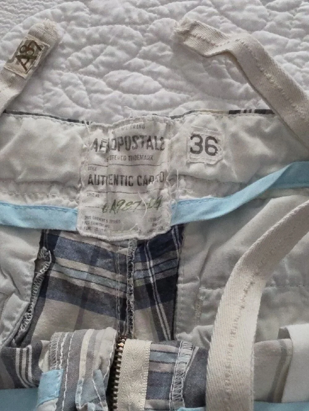Aeropostale Men’s Plaid Cargo Shorts - Blue & White